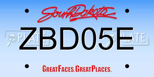 ZBD05E South Dakota License Plate