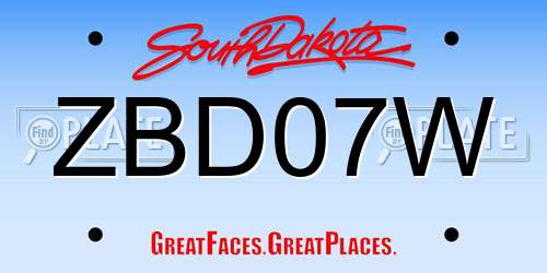 ZBD07W South Dakota License Plate