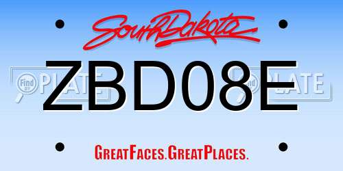 ZBD08E South Dakota License Plate