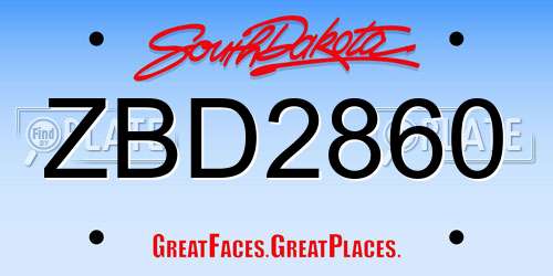 ZBD2860 South Dakota License Plate