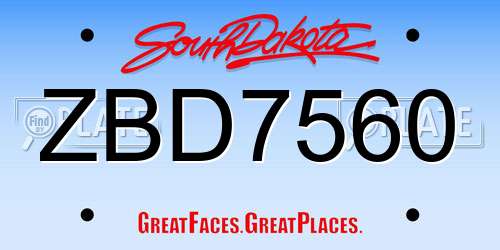 ZBD7560 South Dakota License Plate