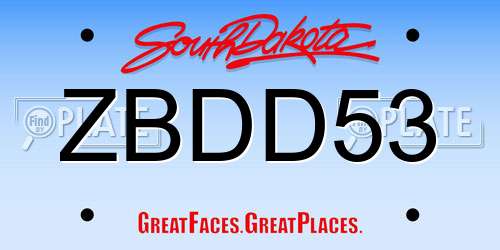 ZBDD53 South Dakota License Plate