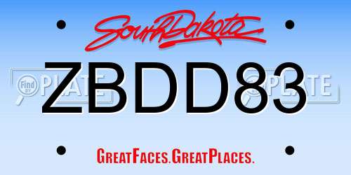 ZBDD83 South Dakota License Plate
