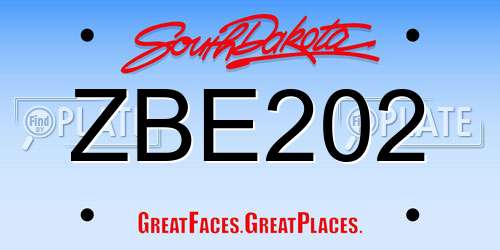 ZBE202 South Dakota License Plate