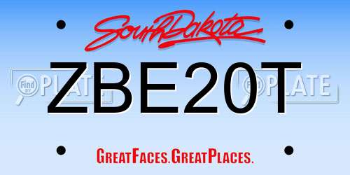 ZBE20T South Dakota License Plate