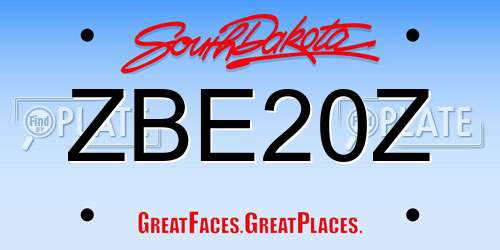 ZBE20Z South Dakota License Plate
