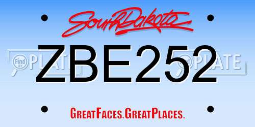 ZBE252 South Dakota License Plate