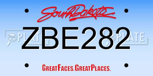 ZBE282 South Dakota License Plate
