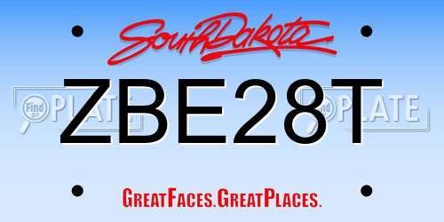 ZBE28T South Dakota License Plate