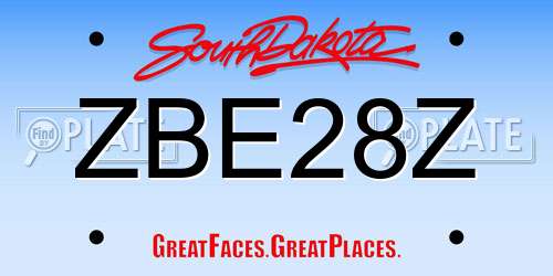 ZBE28Z South Dakota License Plate