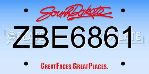 ZBE6861 South Dakota License Plate