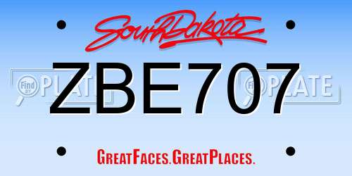 ZBE707 South Dakota License Plate