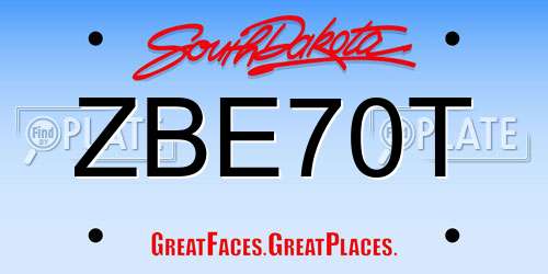 ZBE70T South Dakota License Plate