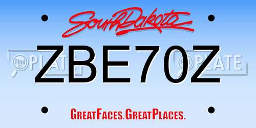 ZBE70Z South Dakota License Plate