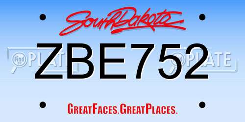 ZBE752 South Dakota License Plate