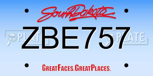 ZBE757 South Dakota License Plate