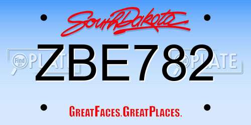 ZBE782 South Dakota License Plate