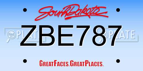 ZBE787 South Dakota License Plate