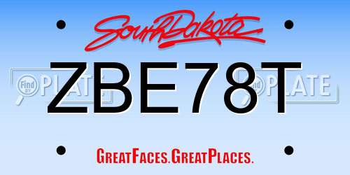 ZBE78T South Dakota License Plate
