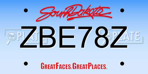 ZBE78Z South Dakota License Plate