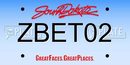 ZBET02 South Dakota License Plate