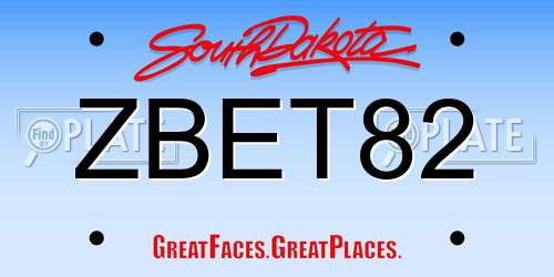 ZBET82 South Dakota License Plate