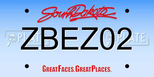 ZBEZ02 South Dakota License Plate