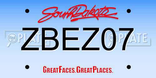 ZBEZ07 South Dakota License Plate