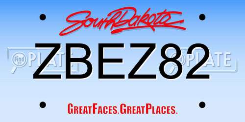 ZBEZ82 South Dakota License Plate