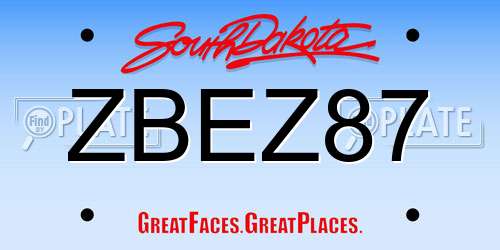 ZBEZ87 South Dakota License Plate