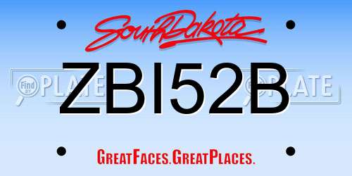 ZBI52B South Dakota License Plate