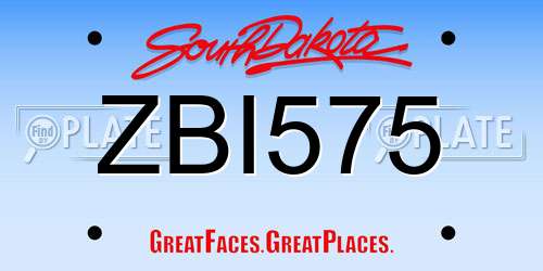 ZBI575 South Dakota License Plate