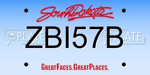ZBI57B South Dakota License Plate