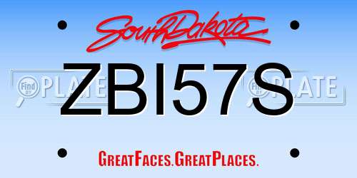 ZBI57S South Dakota License Plate