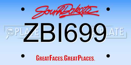 ZBI699 South Dakota License Plate