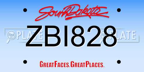 ZBI828 South Dakota License Plate
