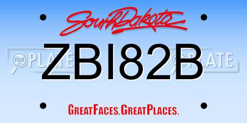 ZBI82B South Dakota License Plate