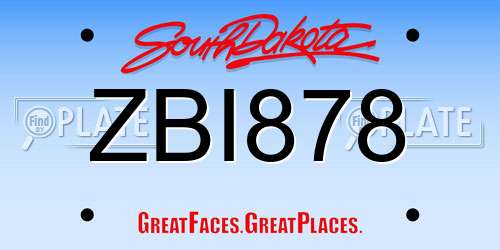 ZBI878 South Dakota License Plate