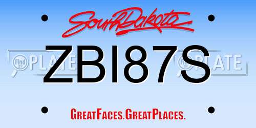 ZBI87S South Dakota License Plate