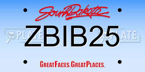 ZBIB25 South Dakota License Plate