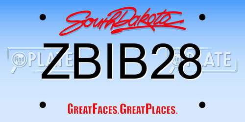 ZBIB28 South Dakota License Plate
