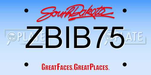 ZBIB75 South Dakota License Plate