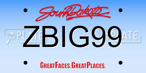 ZBIG99 South Dakota License Plate