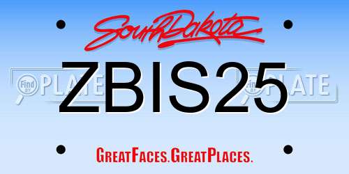 ZBIS25 South Dakota License Plate