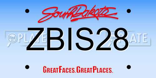 ZBIS28 South Dakota License Plate