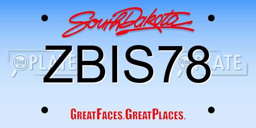 ZBIS78 South Dakota License Plate