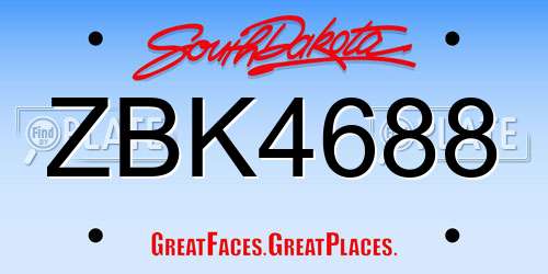 ZBK4688 South Dakota License Plate