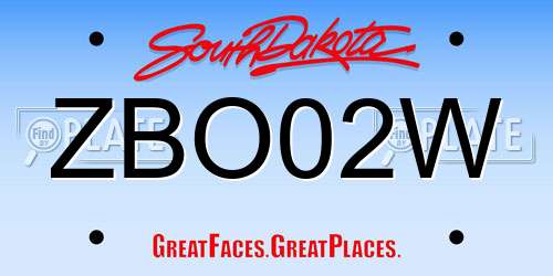 ZBO02W South Dakota License Plate