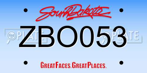 ZBO053 South Dakota License Plate