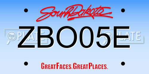 ZBO05E South Dakota License Plate